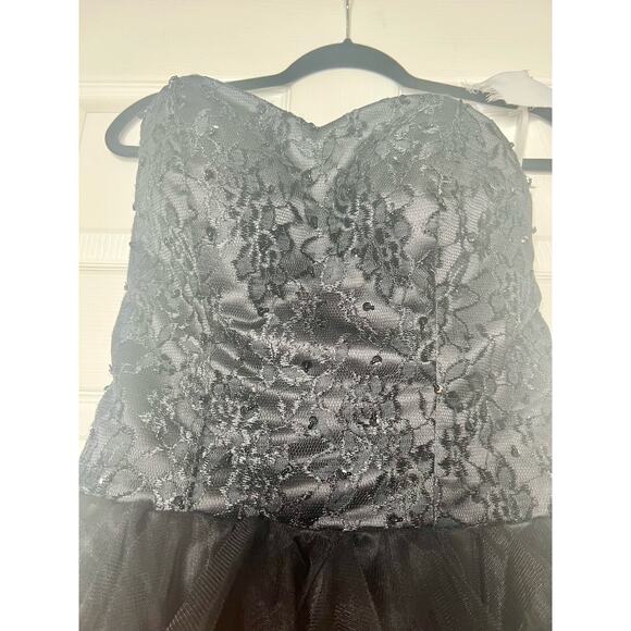 Sleeveless Short Prom Homecoming Little Black Dress Lace Corset Tulle Size 6 - Picture 4 of 8
